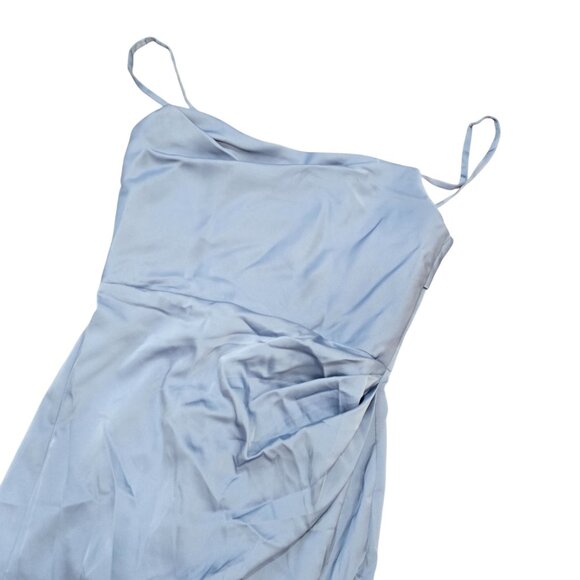 Azazie Leonis Dusty Blue Sheath Strapless Chiffon removeable strap evening gown - Picture 10 of 11